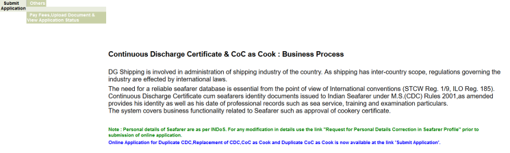 CDC Application Status link